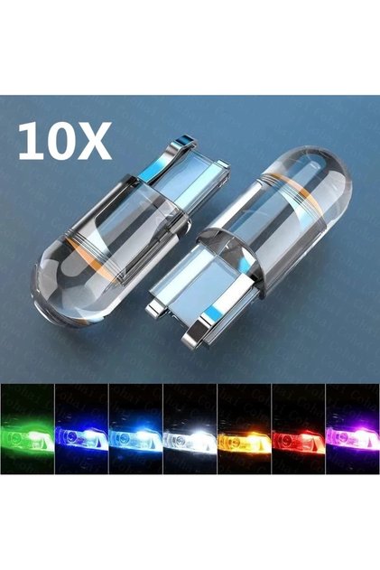10 مصابيح LED بيضاء فائقة السطوع W5W 194 T10 بغطاء زجاجي، لون أبيض، أخضر، أزرق، 6000 كلفن