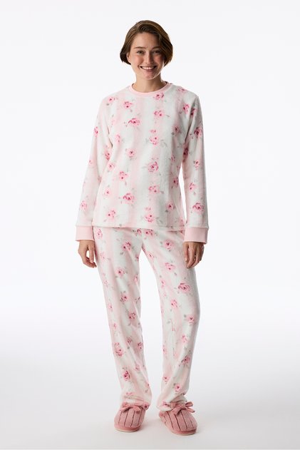 Pink Floral Garden Pants Long Sleeve Pajama Set