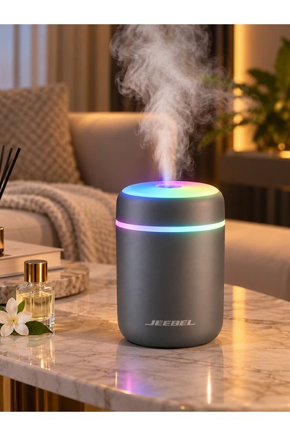 300ml Mini Humidifier and Air Humidifier with Colorful Led Light and Quiet Operation USB - Gray