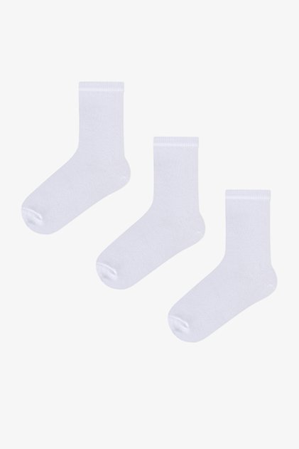 Kız Çocuk Unisex Beyaz Basic 3 lü Soket Çorap Set