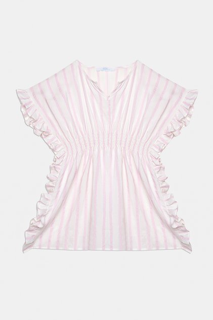 Kız Çocuk Shinny Pembe Çizgili Kaftan