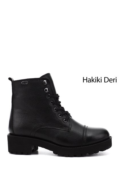 Women's Black Floater Zippered Rubber Sole Genuine Leather Boots