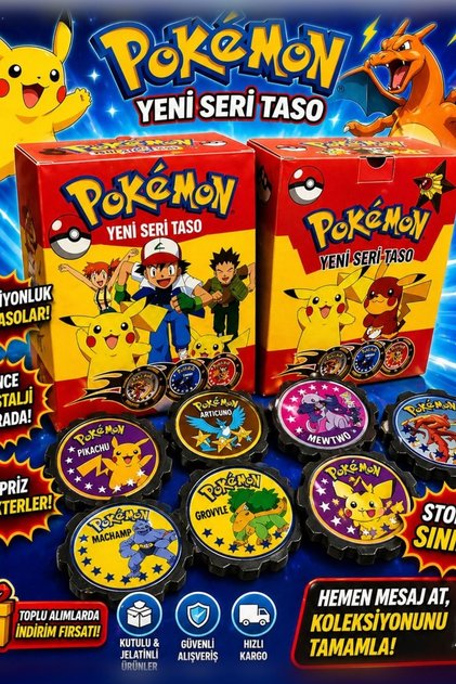 (30 ADET) Pokemon Yeni Seri Taso En Sevilen Nostaljik Pokemon Karakter Tasoları