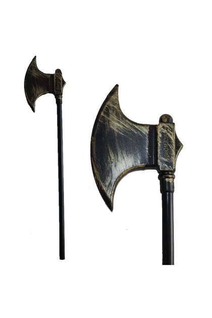 Eskitme Altın Renk Plastik Halloween Düz Balta 50 cm Yetişkin Çocuk