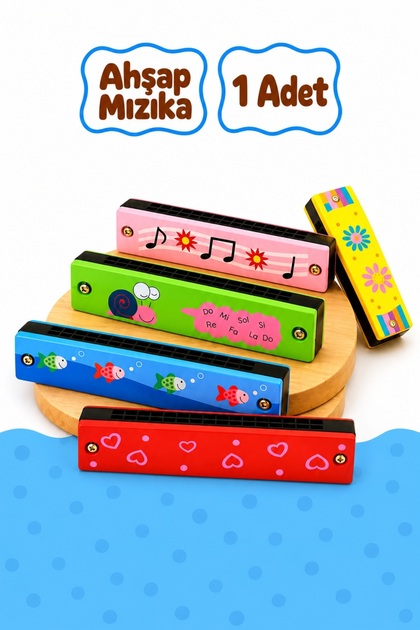 Wooden Harmonica 1 Piece – Colorful Educational Children's Musical Toy