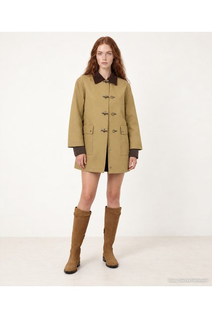 Cotton Regular Shirt Collar Long Sleeve Top Coat