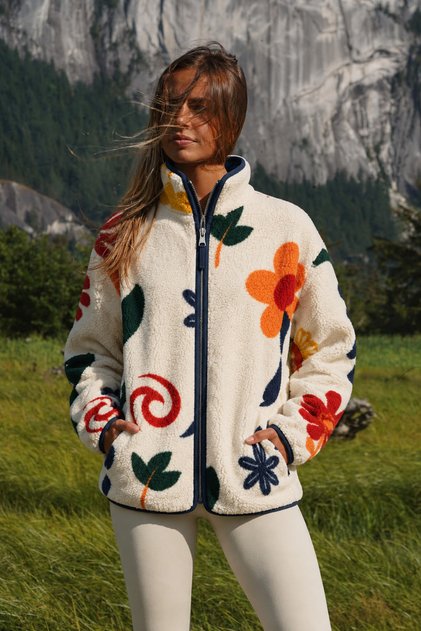 4981 Women's Floral Motif Pocket Soft Textured Fleece Sweatshirt