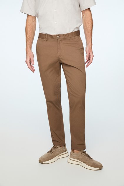 Men's Mink Cotton Trendy Straight Slim Fit Chino Trousers