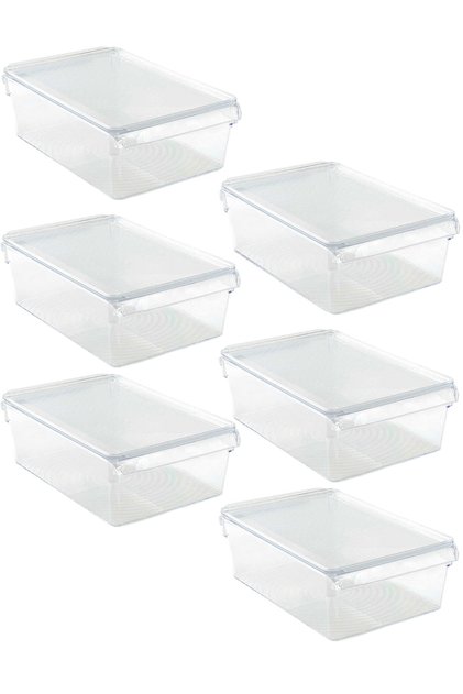 Fridge Organizer with Transparent Lid - 325*205*100 Mm, Set of 6