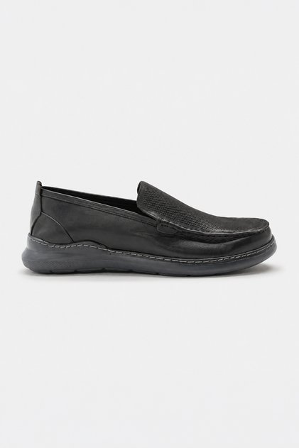 Men's Black Summer Casual Leather Shoes
