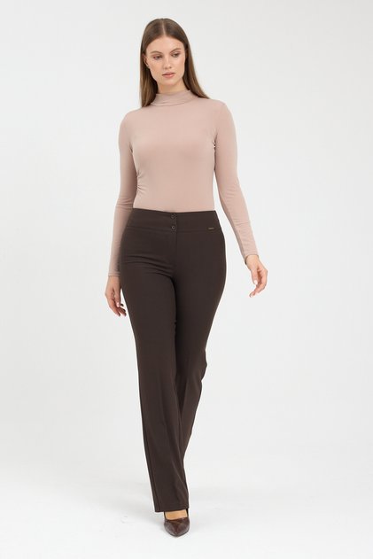 High Waist Pipe Leg Maxi Length Trousers