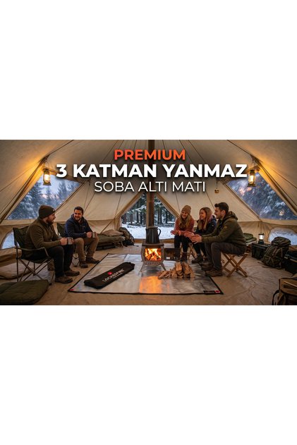 Yanmaz Soba Altı Matı 100x100 cm - Kamp Çadırı Isı Yalıtım Ve Zemin Koruma Yanmaz Örtü