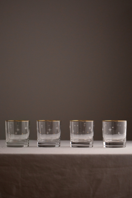 Star Gold Gilded 4-Piece Water Glass Set 300 Cc