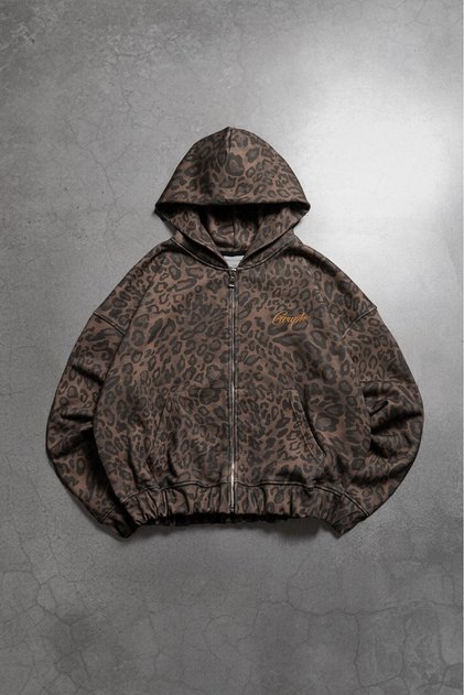 Havoc Leopard Men's Crop Zip Hoodie Jacket