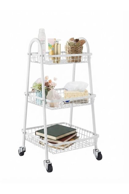 Plastic 3 Tier Organizer Trolley Rolling Storage Cart Wheels for Kitchen Bathroom Makeup - Multi-Functional Storage and Organization