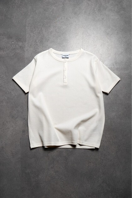 White Waffle Henley Men's T-Shirt