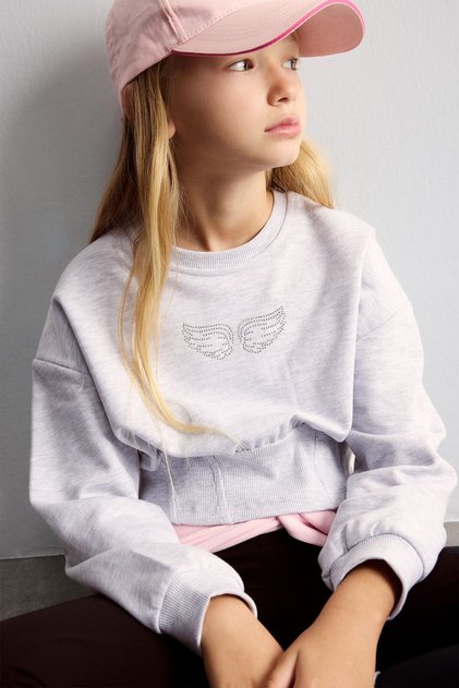 Corset Detailed Stoned Fitted Sweatshirt for Girls I8477A826Au