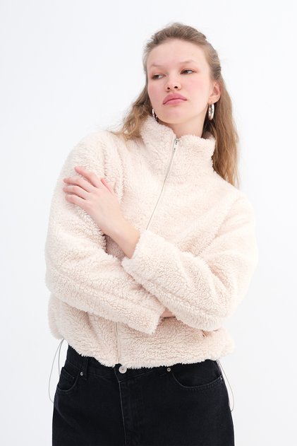 Zippered Plush Coat H11714