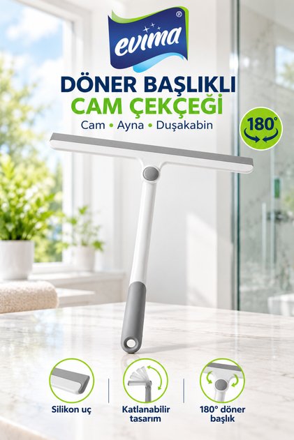 Foldable silicone-tipped 180 degree rotatable glass cleaning tool mirror shower cabin cleaning tool