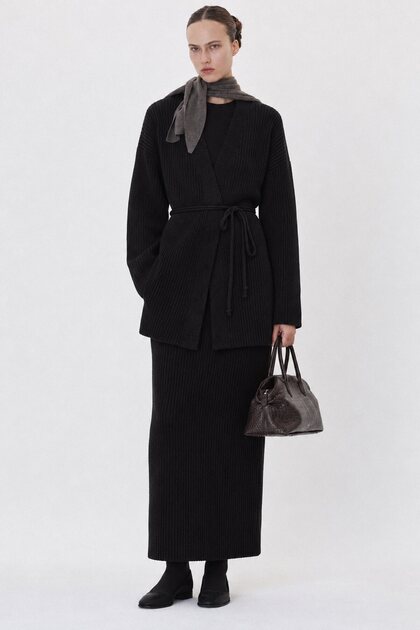 Belted Knitwear Skirt Set