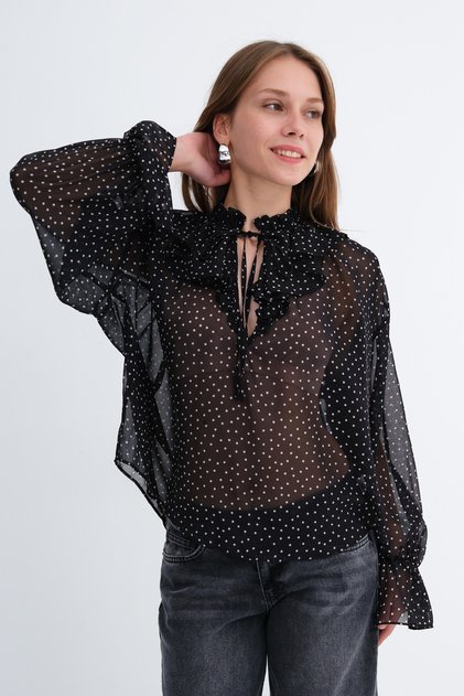Polka Dot Transparent Blouse G1060