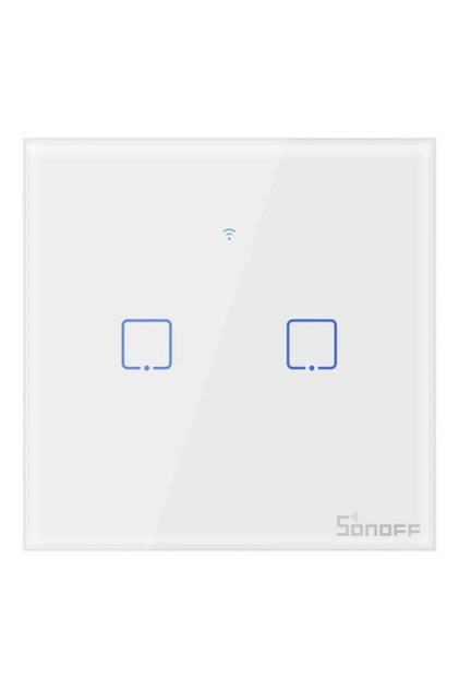 Intrerupator inteligent dublu cu touch T1EU2C TX, Wi-Fi, compatibil Alexa si Google As