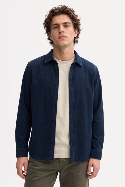 Men's Navy Blue Regular Fit Long Sleeve Shirt