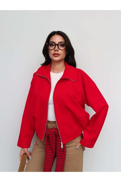 Fermuarlı Pile Detay Bomber Ceket