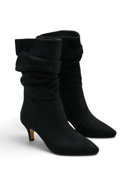 Iblantha Women's Pointed Heeled Short Boots 00126200 Black Suede