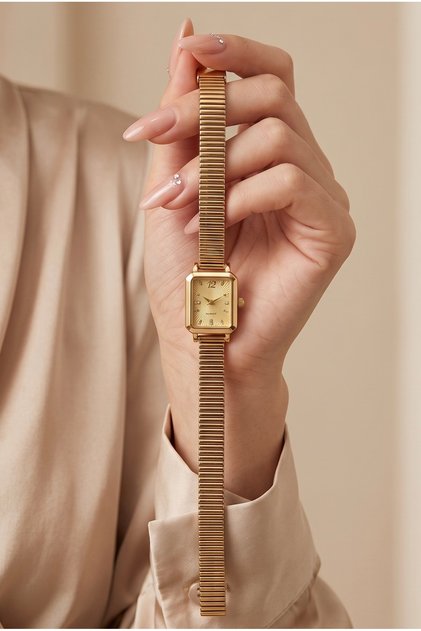 Women's Steel Watch Gold Color Premium Rectangular Case Vintage Luxury |   Elegant Stylish Classic Old Money Women's Wristwatch |   Limited Edition 2027
