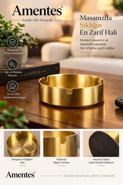Gold Stainless Metal Ashtray