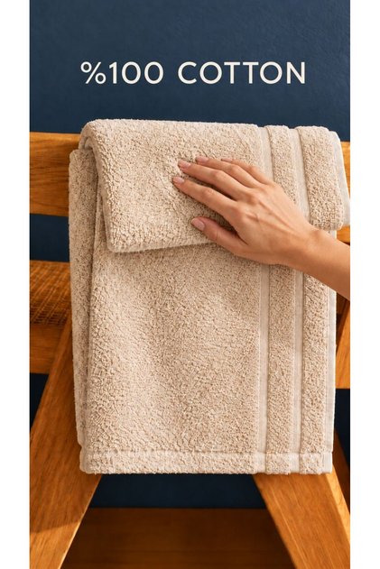 100% Cotton Face Towel Cream 50X70