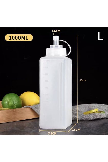 L1000ml Hot Large Mouth 600/800/1000ML Squeeze Sauce Bottle Condiment Dispenser Dustproof Kitchen Se
