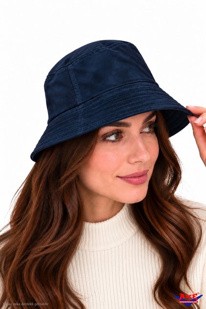 Navy Blue Suede Bucket Hat Basic Plain Bucket Fisherman Hat Daily Stylish Hat
