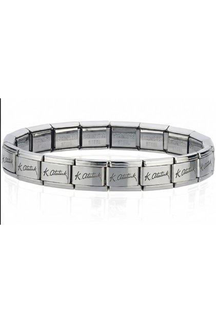 K. Ataturk Signed Italian Charm Unisex Steel Bracelet 18-21cm Optional Scb61