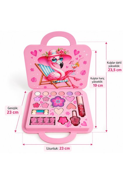 Pembe Flamingo Çocuk Makyaj Seti — Far, Dudak Parlatıcısı, Oje ve Aksesuarlar 🎀🦩