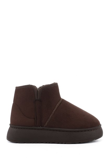 Women's Brown Suede Thick-Soled Fur Boots