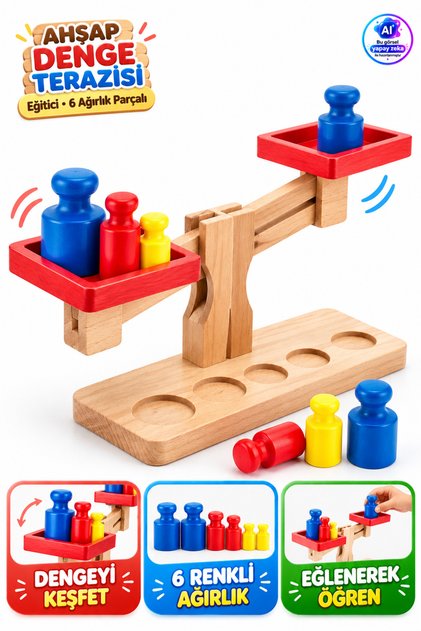 7 Pieces Educational Natural Wooden Scale