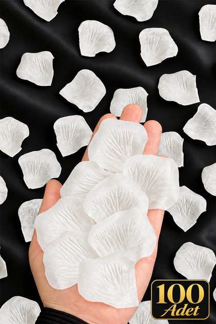 Beyaz Gül Yaprağı Yapay, 100 Adet Kutlama Yıl Dönümü Konfeti Evlilik Teklifi Gelin Damat Düğün Kına Söz Nişan Parti Süsleme Romantik Dekor Hediye