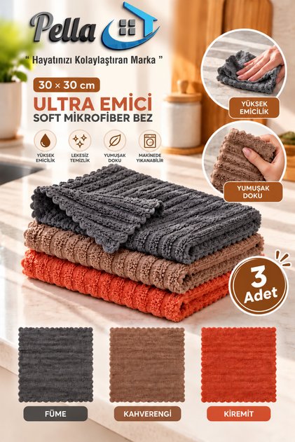 Premium 3-Pack Ultra Water Absorbent Soft Cleaning Cloth 30X30 cm – Multi-Purpose