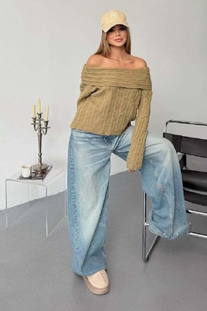 Madonna Collared Knitwear Blouse — Khaki