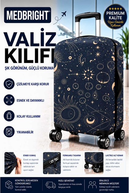 Valiz Kılıfı Bavul Kılıfı Likralı Esnek Kumaş Ve Dayanıklı Valiz Kılıfı GZG-VK10 (KABİN)