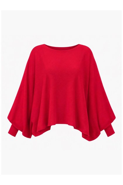 Transparent Textured Knit Poncho Blouse