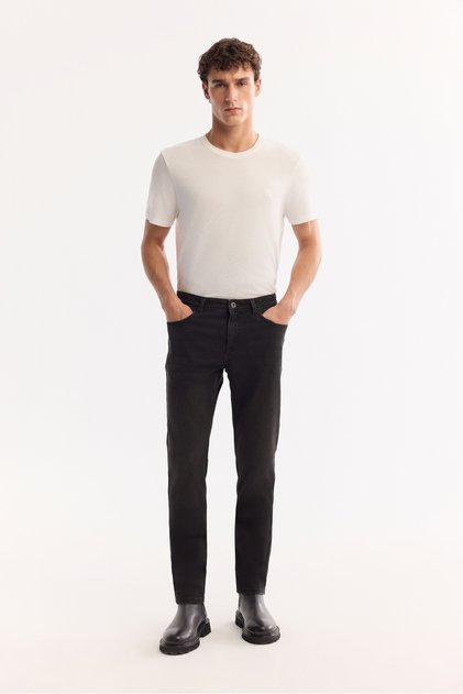Erkek Kahverengi Klasik Bel Pamuklu Eskitme Yıkamalı Berlin Slim Fit Jean Pantolon A52Y3501