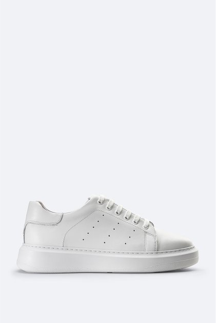Men's White 100% Leather Flexible Sole Casual Shoes B008000