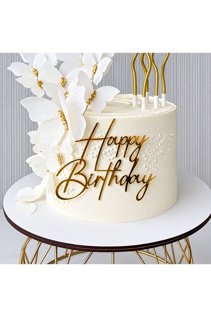 HAPPY BİRTHDAY PASTA ÖNÜ YAZISI (GOLD)