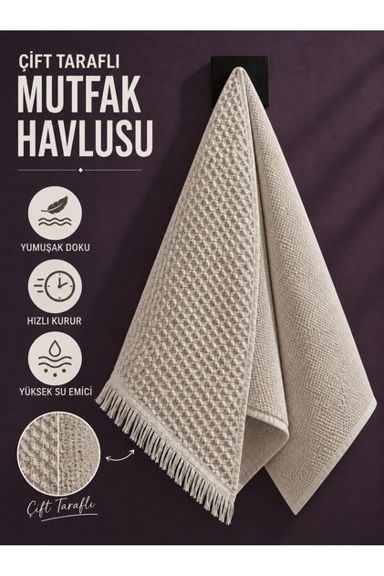100% Cotton Double-Sided Kitchen Towel 50X75 cm Fringed Textured High Water Absorbency