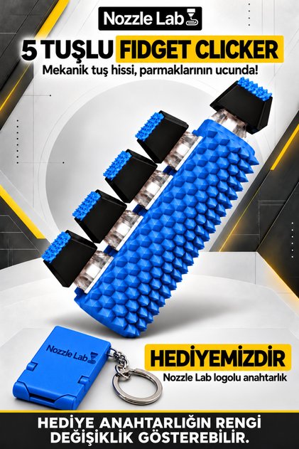5 Tuşlu Mekanik Stres Oyuncağı – El ve Parmak Oyalayıcı Pütürlü Fidget Clicker