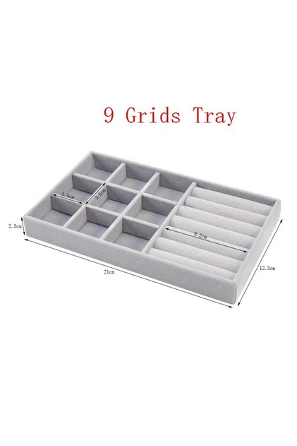 9 Grid plate New Jewelry Organizer Velvet Jewelry Storage Tray Display Ring Bracelet Necklace Storag