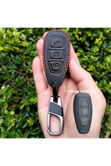 black 3 Buttons Leather Car Key Case for Ford C-Max Mondeo Kuga Fiesta Titanium Ford Focus 3 4 ST MK